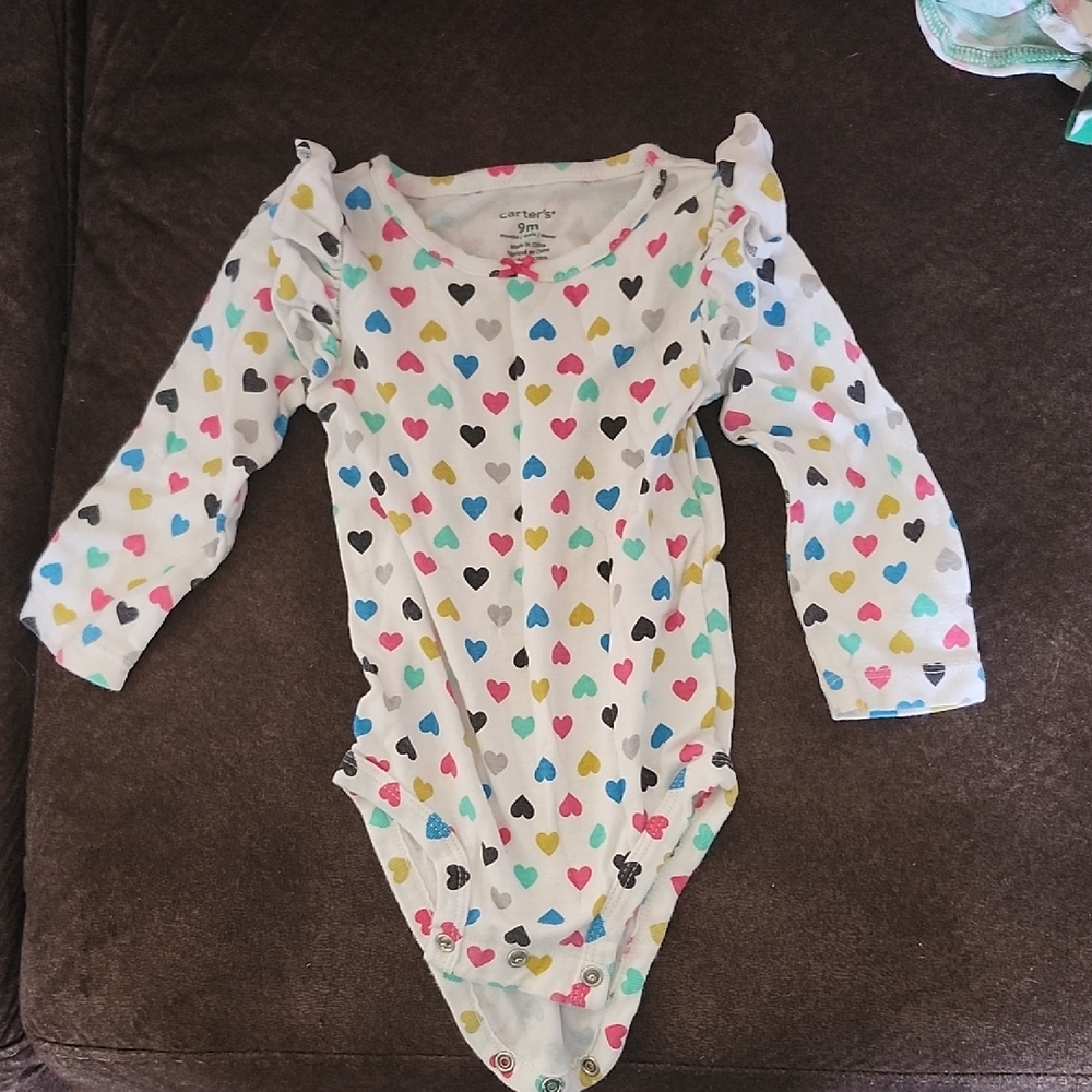 Carter's White Bodysuit with Multicolor Heart Print